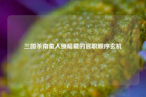 三国杀南蛮入侵暗藏的官职顺序玄机