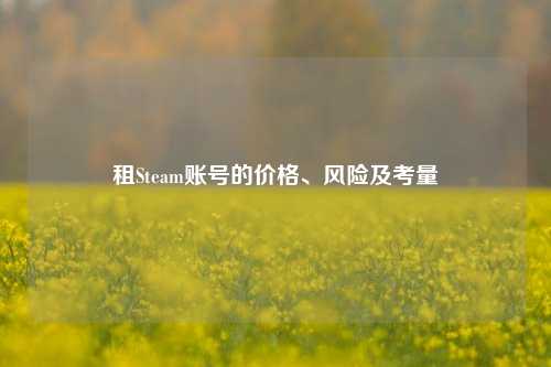 租Steam账号的价格、风险及考量