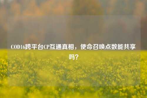 COD16跨平台CP互通真相，使命召唤点数能共享吗？