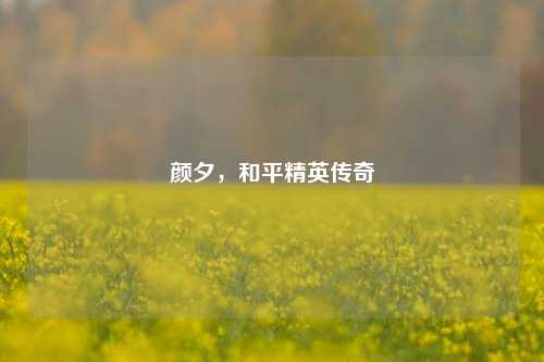 颜夕，和平精英传奇