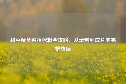 和平精英瞬狙剪辑全攻略，从录制到成片的完整教程