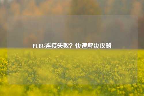 PUBG连接失败？快速解决攻略