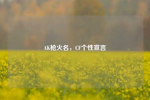 AK枪火名，CF个性宣言