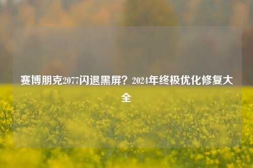赛博朋克2077闪退黑屏？2024年终极优化修复大全