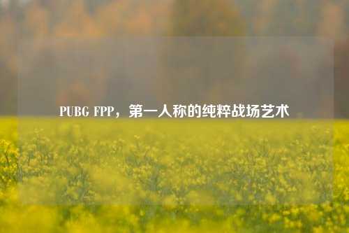PUBG FPP，第一人称的纯粹战场艺术