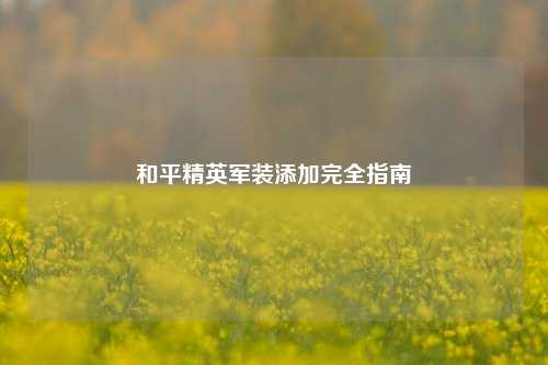 和平精英军装添加完全指南