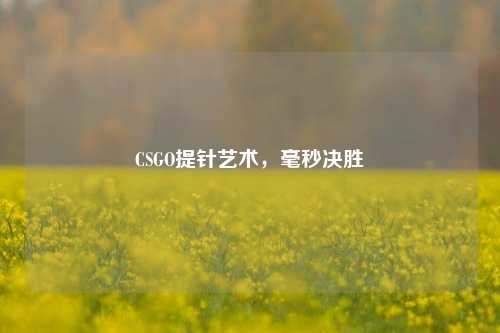 CSGO提针艺术，毫秒决胜