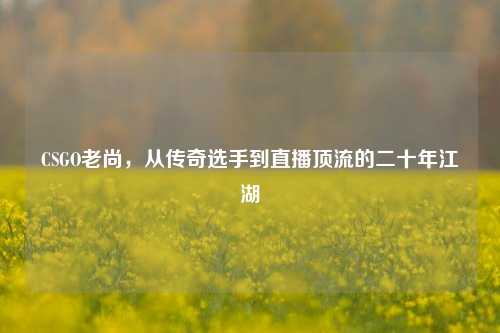 CSGO老尚，从传奇选手到直播顶流的二十年江湖