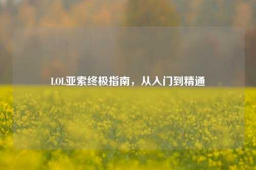 LOL亚索终极指南，从入门到精通