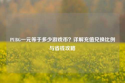 PUBG一元等于多少游戏币？详解充值兑换比例与省钱攻略