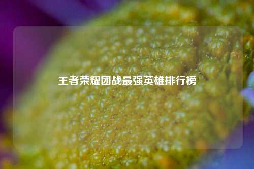王者荣耀团战最强英雄排行榜