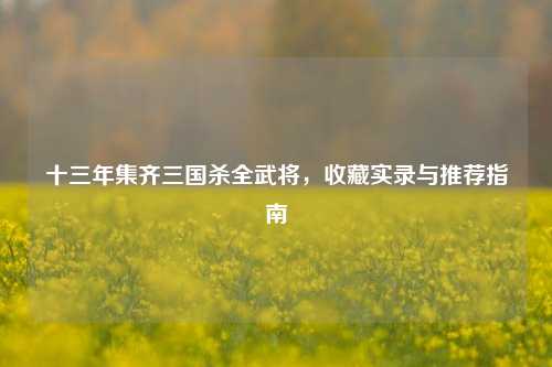 十三年集齐三国杀全武将，收藏实录与推荐指南