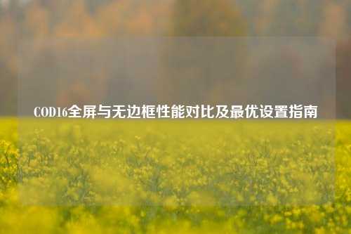 COD16全屏与无边框性能对比及最优设置指南