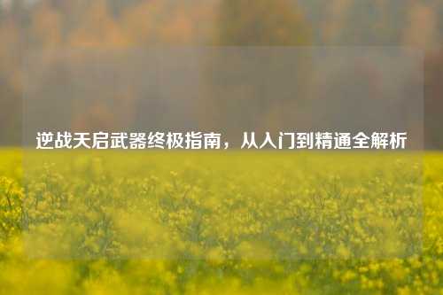 逆战天启武器终极指南，从入门到精通全解析