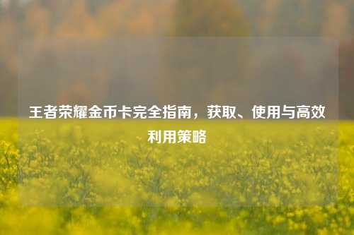 王者荣耀金币卡完全指南，获取、使用与高效利用策略