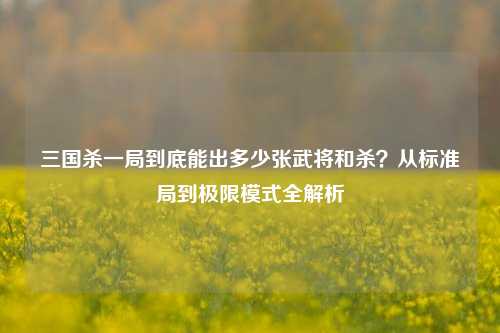 三国杀一局到底能出多少张武将和杀？从标准局到极限模式全解析