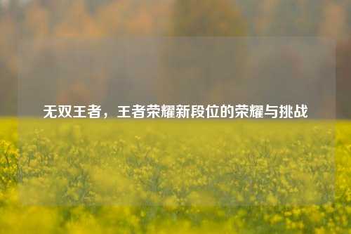 无双王者，王者荣耀新段位的荣耀与挑战