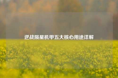 逆战陨星机甲五大核心用途详解