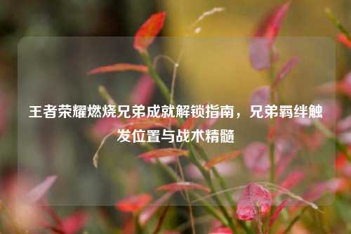 王者荣耀燃烧兄弟成就解锁指南，兄弟羁绊触发位置与战术精髓