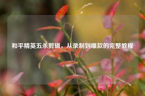 和平精英五杀剪辑，从录制到爆款的完整教程
