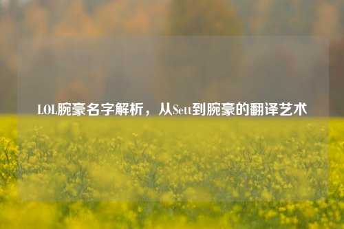 LOL腕豪名字解析，从Sett到腕豪的翻译艺术