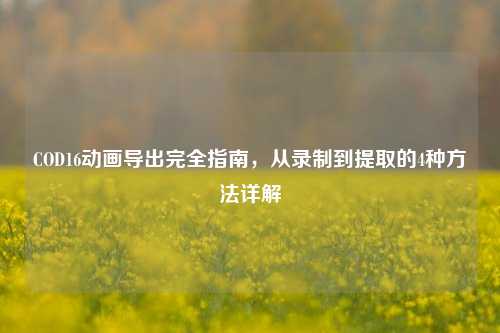 COD16动画导出完全指南，从录制到提取的4种方法详解