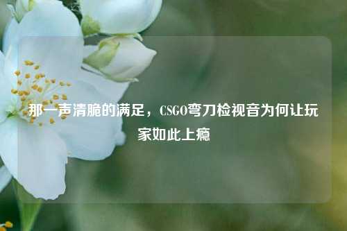 那一声清脆的满足，CSGO弯刀检视音为何让玩家如此上瘾