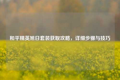 和平精英旭日套装获取攻略，详细步骤与技巧