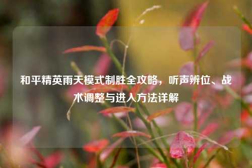 和平精英雨天模式制胜全攻略，听声辨位、战术调整与进入方法详解