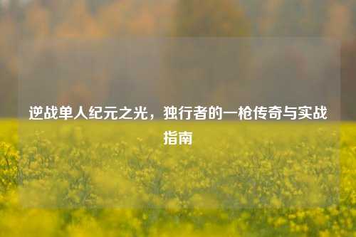 逆战单人纪元之光，独行者的一枪传奇与实战指南