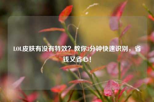 LOL皮肤有没有特效？教你3分钟快速识别，省钱又省心！
