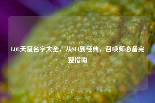 LOL天赋名字大全，从S14到经典，召唤师必备完整指南