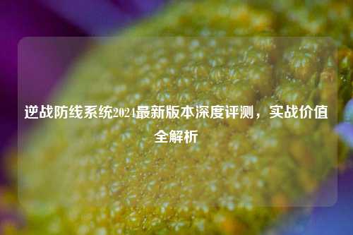 逆战防线系统2024最新版本深度评测，实战价值全解析