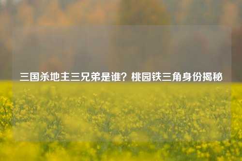 三国杀地主三兄弟是谁？桃园铁三角身份揭秘
