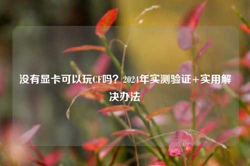没有显卡可以玩CF吗？2024年实测验证+实用解决办法