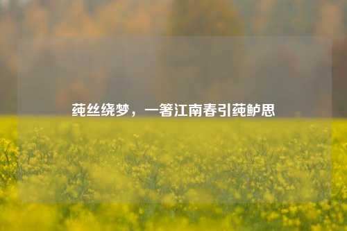 莼丝绕梦，一箸江南春引莼鲈思