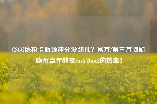 CSGO练枪卡瓶颈冲分没劲儿？官方/第三方激励唤醒当年熬夜rush Dust2的热血！