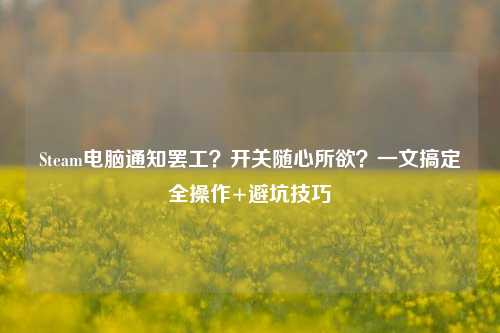 Steam电脑通知罢工？开关随心所欲？一文搞定全操作+避坑技巧