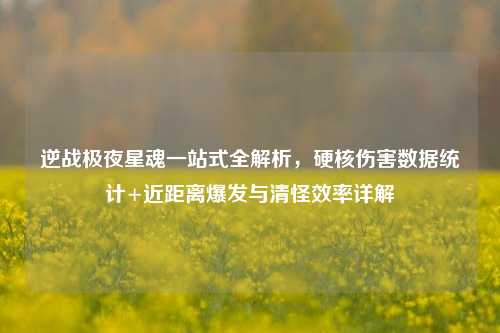 逆战极夜星魂一站式全解析，硬核伤害数据统计+近距离爆发与清怪效率详解