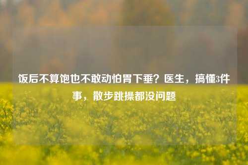 饭后不算饱也不敢动怕胃下垂？医生，搞懂3件事，散步跳操都没问题