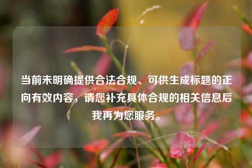 当前未明确提供合法合规、可供生成标题的正向有效内容，请您补充具体合规的相关信息后我再为您服务。