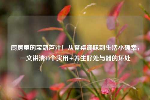 厨房里的宝葫芦汁！从餐桌调味到生活小确幸，一文讲清10个实用+养生好处与醋的坏处