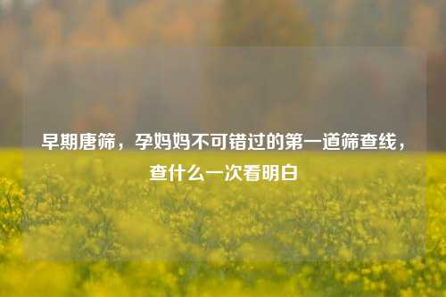 早期唐筛，孕妈妈不可错过的第一道筛查线，查什么一次看明白