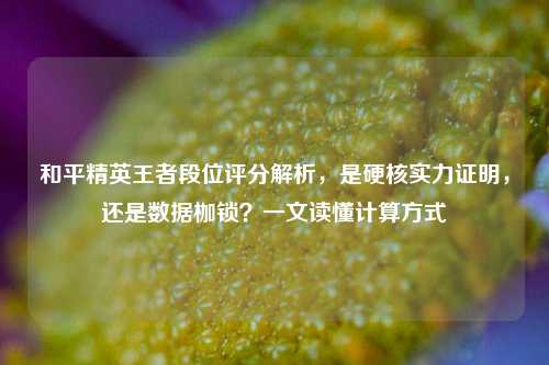 和平精英王者段位评分解析，是硬核实力证明，还是数据枷锁？一文读懂计算方式