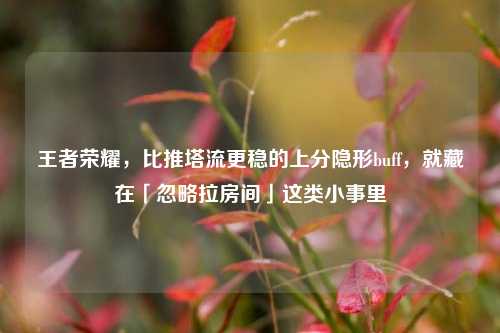 王者荣耀，比推塔流更稳的上分隐形buff，就藏在「忽略拉房间」这类小事里