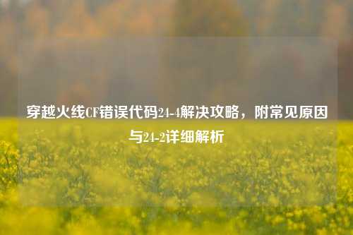 穿越火线CF错误代码24-4解决攻略，附常见原因与24-2详细解析