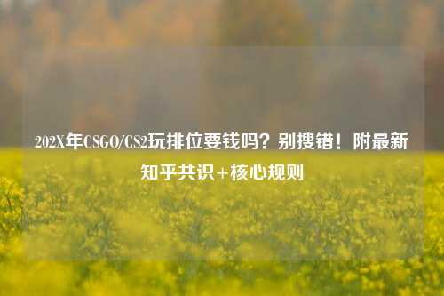 202X年CSGO/CS2玩排位要钱吗？别搜错！附最新知乎共识+核心规则
