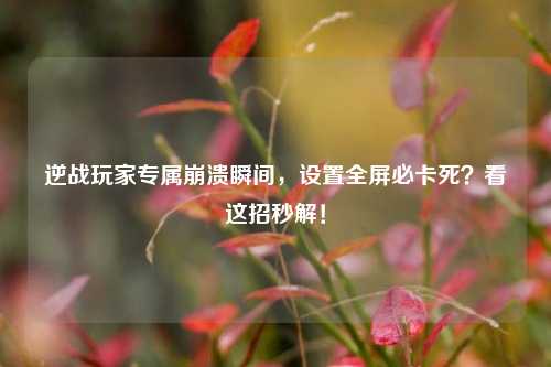 逆战玩家专属崩溃瞬间，设置全屏必卡死？看这招秒解！