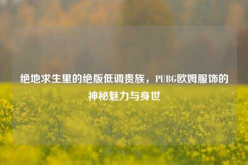 绝地求生里的绝版低调贵族，PUBG欧姆服饰的神秘魅力与身世