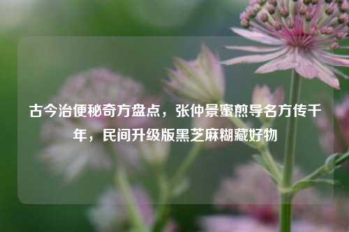古今治便秘奇方盘点，张仲景蜜煎导名方传千年，民间升级版黑芝麻糊藏好物